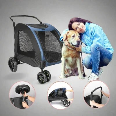 Poussette pour Chien - StrollyPet™ - Bleu - Nature chien